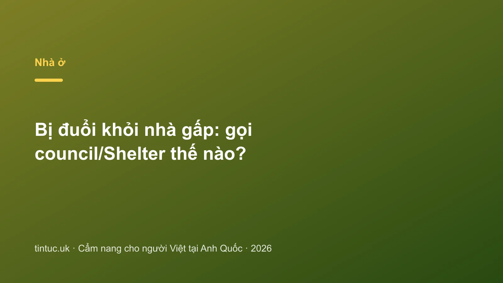 Bị đuổi khỏi nhà gấp: gọi council/Shelter thế nào?