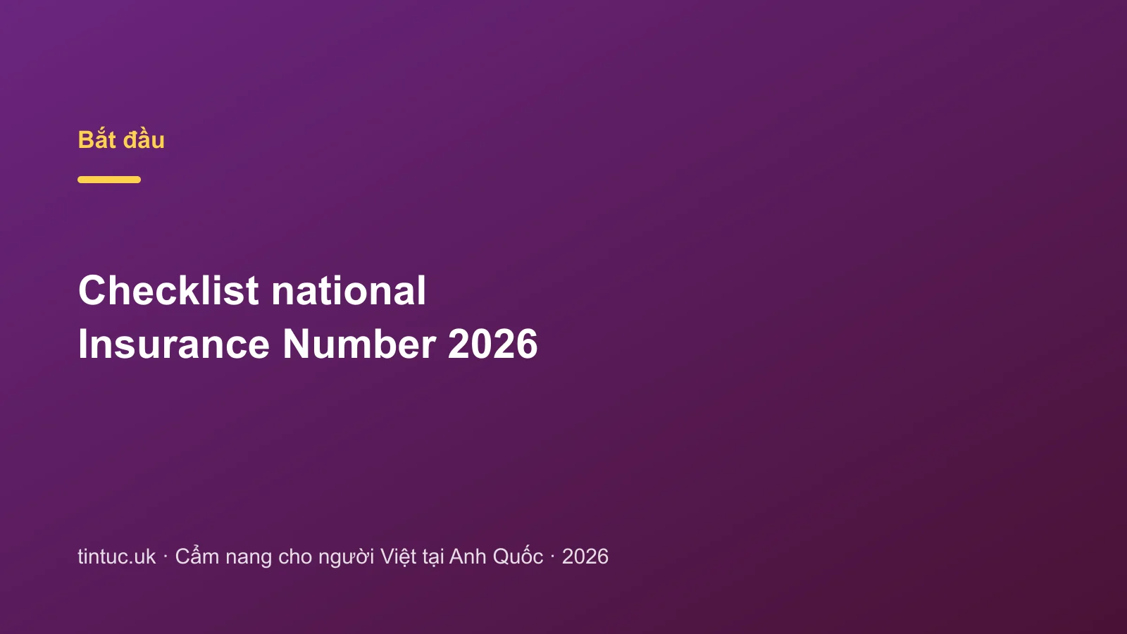 Checklist national Insurance Number 2026