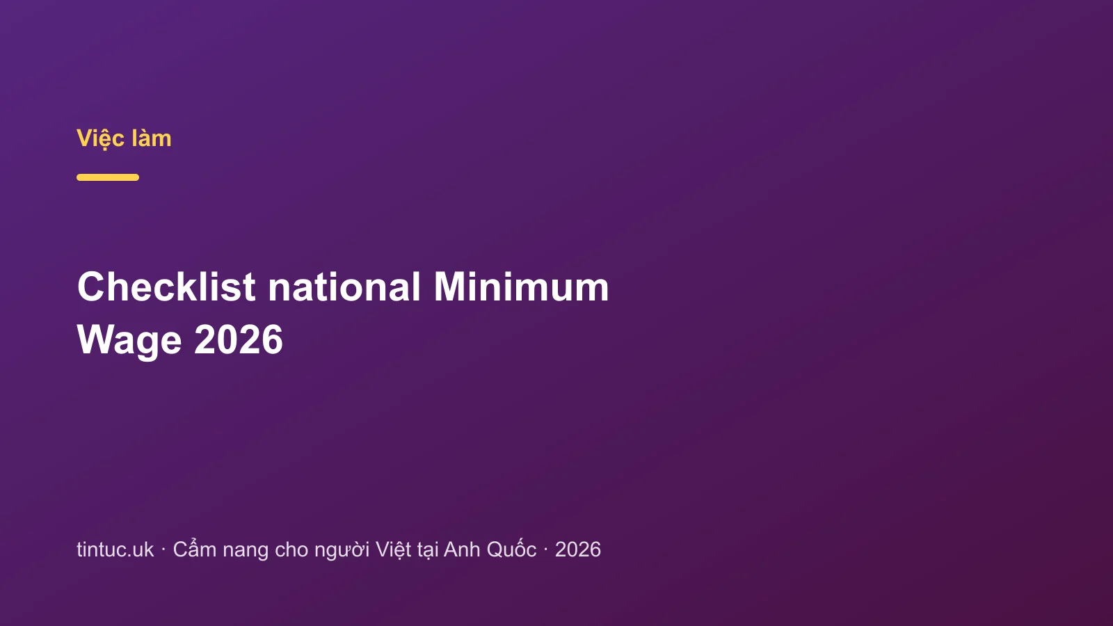 Checklist national Minimum Wage 2026