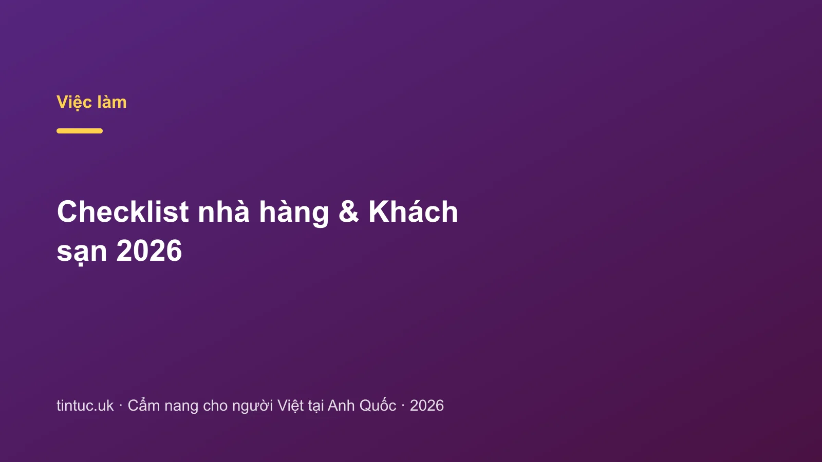 Checklist nhà hàng & Khách sạn 2026