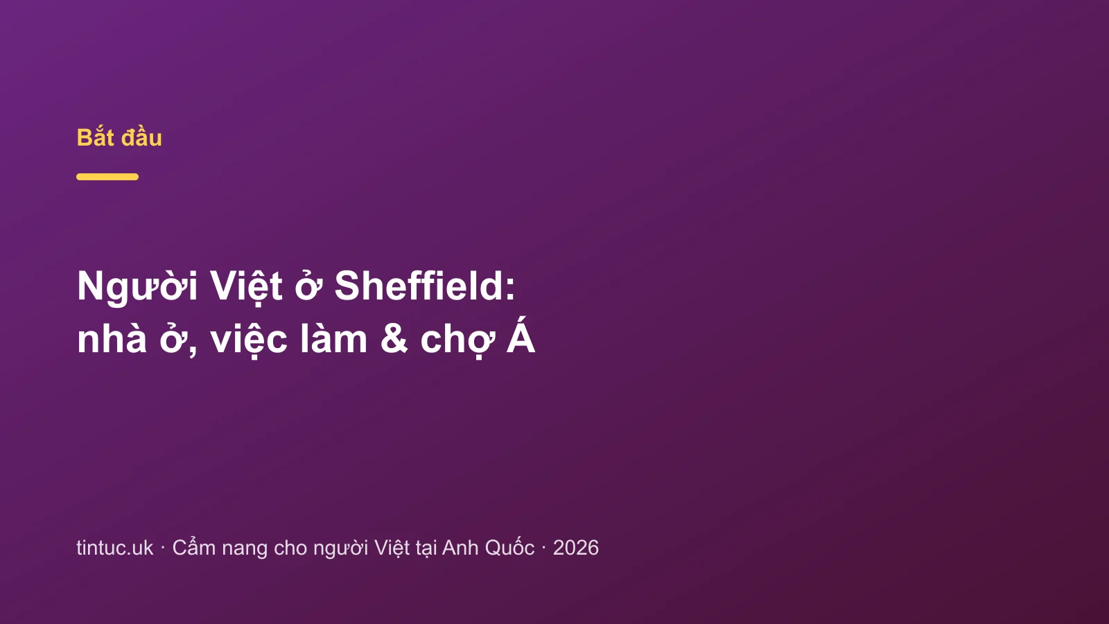 Người Việt ở Sheffield: nhà ở, việc làm & chợ Á