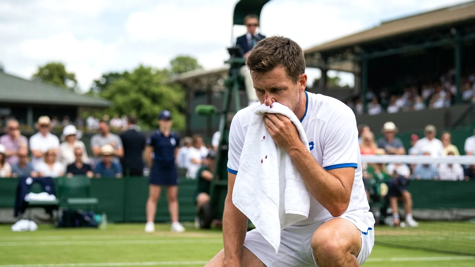 Tay vợt Anh Arthur Fery vượt khó, vào vòng 4 Wimbledon dù chảy máu cam